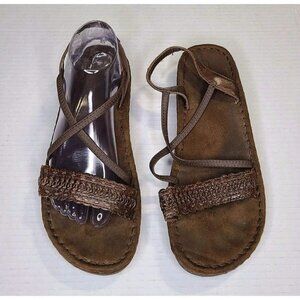 Encanto Messa 2 Womens Leather Suede Brown Strappy Platform Sandals Shoe Sz 11M